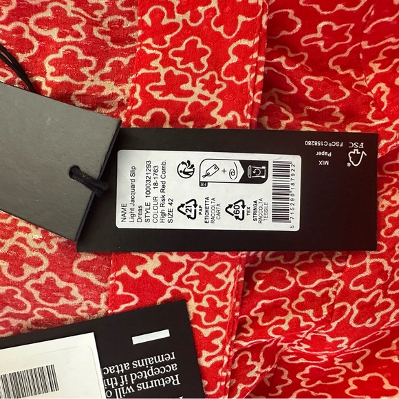 NWT Rotate Jacquard red viscose midi slip dress Size 42 (US 10) - Picture 8 of 12